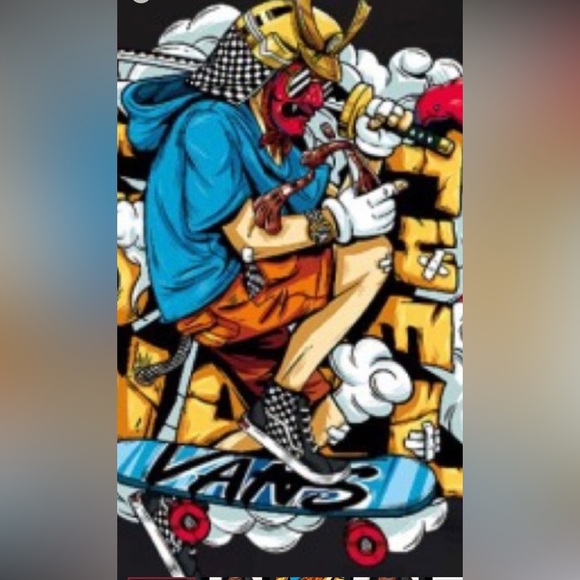 Graffiti Cartoon Character W/VANS Printed On Skateboard 🛹 & 👞 T-Shirt Unisex - Picture 5 of 9